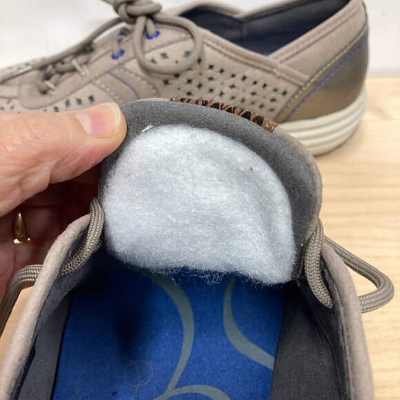 Aravon Betty-AR Leather Sneakers, Women's 8, Casual Lace-Up‎ Stone Tan Cut-Outs - Picture 9 of 10